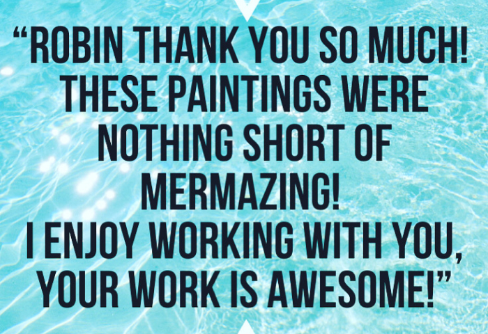 Customer testimonial quote praising mermaid painting party