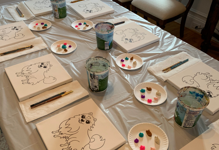 Birthday Party at Home DIY Sip & Paint for Kids Children's Art Kit  Pre-traced Canvas for Home Events!